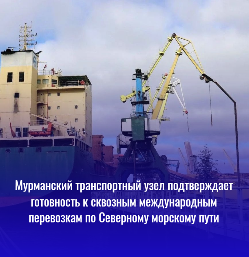 На Мурманском балкерном терминале идет загрузка контейнеровоза компании New New Shipping Line, прибывшего из Китая по Северному морскому пути